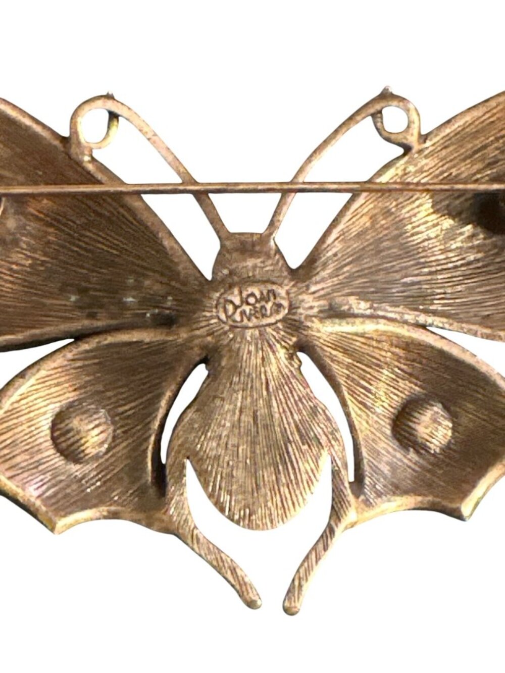 Joan Rivers Butterfly Pin With Rhinestones & Pink Center Vintage Gold-Tone Brooc - Picture 5 of 6